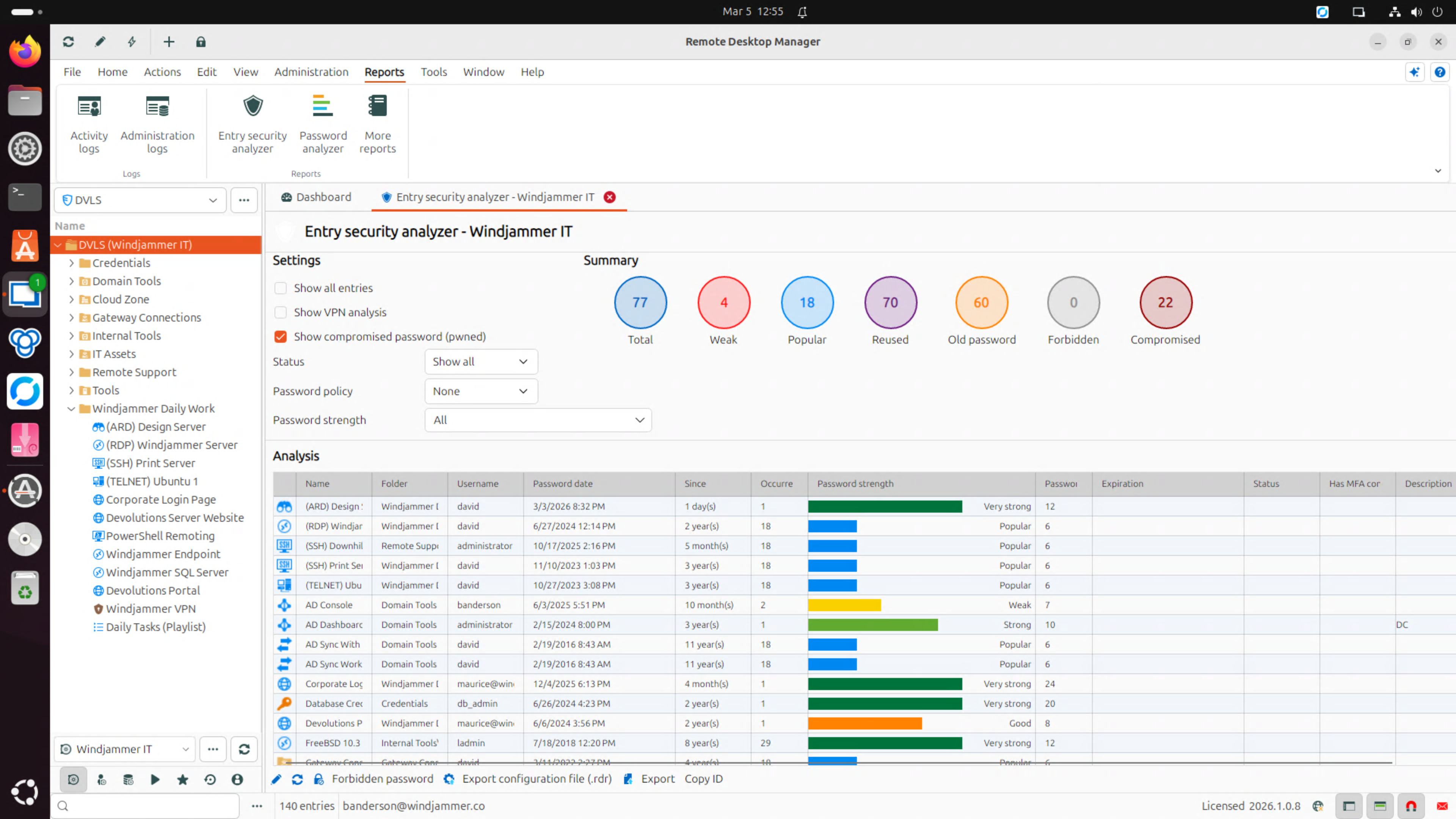 Run reports and logs to analyze entries and activities